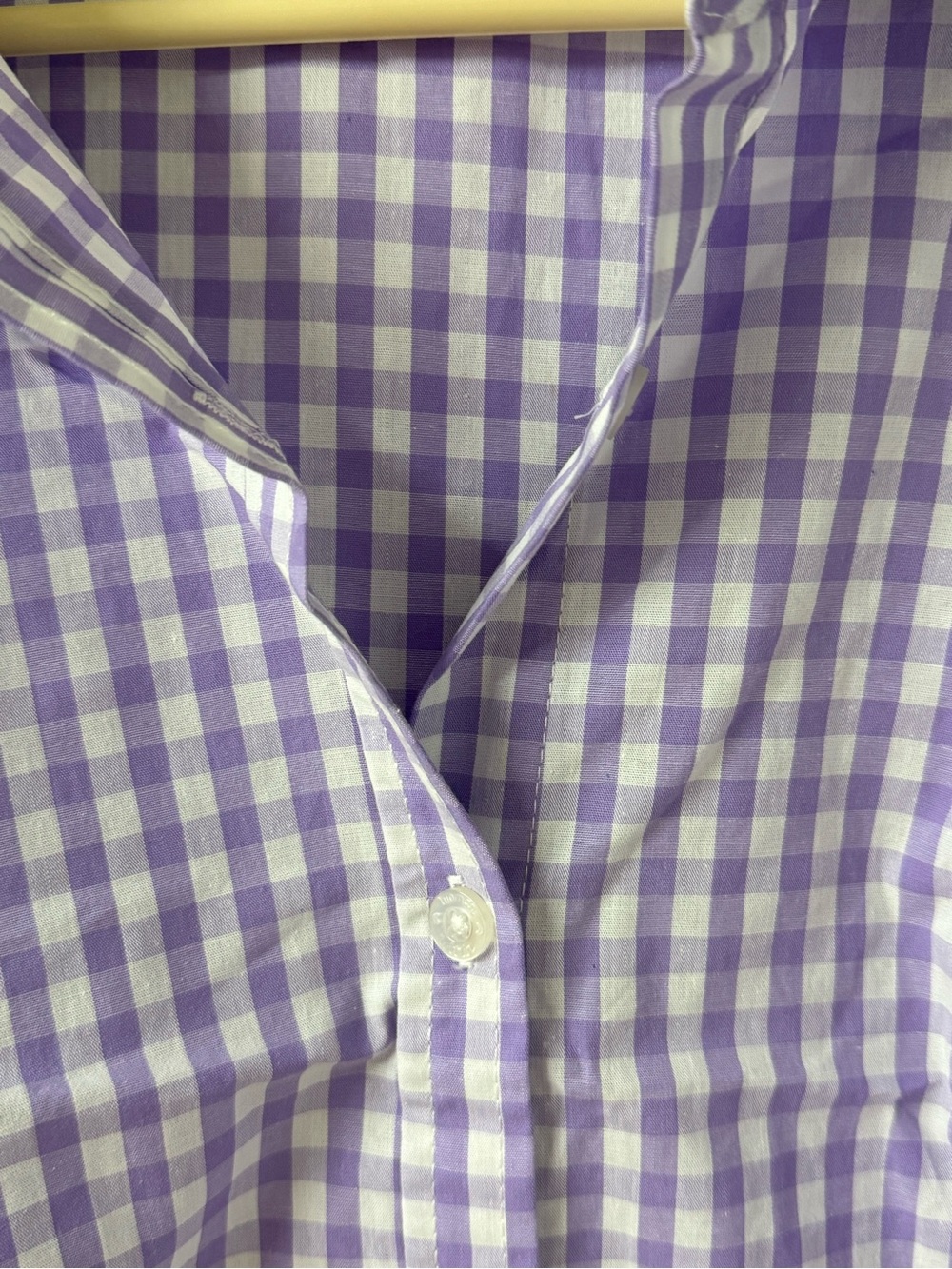 Woman Within Lavender and White Gingham Button-Front Shirt - 2X - Picture 4 of 6